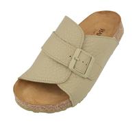 HAFLINGER Bio Lotti Leder Pantolette Sandale mit Schnalle Korkfußbett Unisex Grün (Salbei 1814), Gr 37