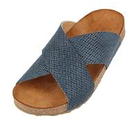 HAFLINGER Bio Mio Leder Pantolette Sandale Unisex Blau (Braided Marine 1668), Gr 47