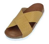 HAFLINGER Bio Mio Leder Pantolette Sandale Unisex Gelb (Braided Senf 1671), Gr 39