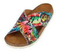 HAFLINGER Bio Mio Leder Pantolette Sandale Unisex Graffiti (Multidrawing 1739), Gr 38