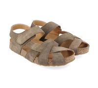 HAFLINGER Bio Norma Leder Pantolette Sandale mit Klettverschluss und Korkfußbett Unisex