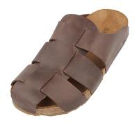 HAFLINGER Bio Pius Leder Pantolette Sandale Korkfußbett Unisex Braun (Dunkelbraun 748), Gr 42
