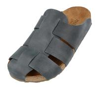 HAFLINGER Bio Pius Leder Pantolette Sandale Korkfußbett Unisex Dunkelblau (Bali 835), Gr 43