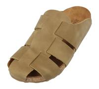 HAFLINGER Bio Pius Leder Pantolette Sandale Korkfußbett Unisex Oliv (Birmania 713), Gr 45