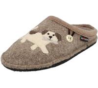 HAFLINGER Damen Hausschuh Filz Pantoffel Hund Flair Fido 313105, Größe:41 EU, Farbe:Beige