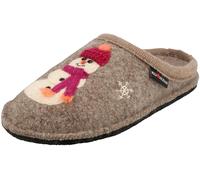 HAFLINGER Damen Hausschuh Filz Pantoffel mit Schneemann Motiv Flair Olaf 315013, Größe:41 EU, Farbe:Beige
