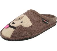 HAFLINGER Damen Hausschuh Filz Pantoffel Motiv Hund mit Herz Flair Rudi 313107, Größe:42 EU, Farbe:Braun