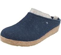 HAFLINGER Damen Hausschuh mehrfarbiger Filz Pantoffel Grizzly Speed 731099, Größe:38 EU, Farbe:Blau