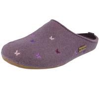 HAFLINGER Damen Hausschuh Pantoffel Wollfilz Stickerei Everest Farfalline 484014, Größe:41 EU, Farbe:Violett