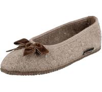 HAFLINGER Damen Hausschuh Slipper Ballerina mit Samt Schleife Fiocco 623322, Größe:37 EU, Farbe:Beige