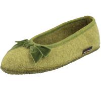 HAFLINGER Damen Hausschuh Slipper Ballerina mit Samt Schleife Fiocco 623322, Größe:38 EU, Farbe:Grün
