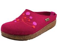 HAFLINGER Damen Hausschuhe Stickerei Pantoffel Filz Grizzly Amaya 751009, Größe:39 EU, Farbe:Rot