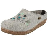 HAFLINGER Damen Hausschuhe Stickerei Pantoffel Filz Grizzly Amaya 751009, Größe:41 EU, Farbe:Grau