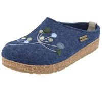 HAFLINGER Damen Hausschuh Stickerei Pantoffel Filz Grizzly Amaya 751009, Größe:42 EU, Farbe:Blau