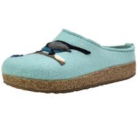 HAFLINGER Damen Hausschuh Wollfilz Pantoffel Vogel Grizzly Winterbird 731089, Größe:41 EU, Farbe:Grün