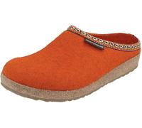 HAFLINGER Damen Herren Pantoffel Filz mit Azteken Muster Grizzly Franzl 711001, Größe:39 EU, Farbe:Orange