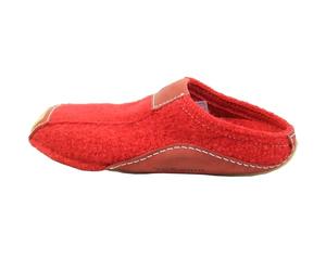 HAFLINGER Damen Herren Pantoffel Hausschuh Wolle Pocahontas 411001, Größe:40 EU, Farbe:Rot