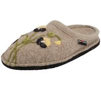 HAFLINGER Damen Pantoffel Blumen Hausschuh Filz Flair Viola 313102, Größe:42 EU, Farbe:Beige