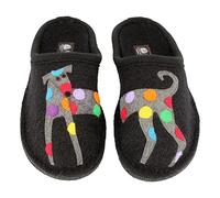 HAFLINGER Damen Pantoffel Hausschuh flach Wolle Filz AR Jack 313034, Größe:38 EU, Farbe:Schwarz