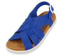 HAFLINGER Elba Summer Slide vegane Pantolette Sandale mit Riemen blau (1727), Gr. 41
