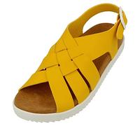 HAFLINGER Elba Summer Slide vegane Pantolette Sandale mit Riemen gelb (1729), Gr. 38