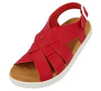 HAFLINGER Elba Summer Slide vegane Pantolette Sandale mit Riemen rot (1728), Gr. 40