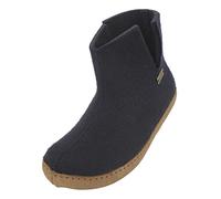 HAFLINGER Emils Choice Booty Filzpantoffel Hausschuh Ledersohle Mittelblau Gr. 36