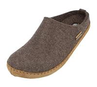 HAFLINGER Emils Toffel Filzpantoffel Hausschuh mit Ledersohle Braunmeliert Gr 39