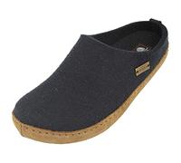 Haflinger Filzpantoffel Emils Toffel – Hausschuh mit Ledersohle – Mittelblau Gr. 45 Unisex