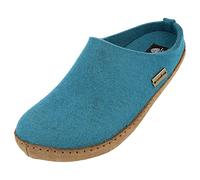 HAFLINGER Emils Toffel Filzpantoffel Hausschuh mit Ledersohle Unisex (Türkis 93) Gr 36