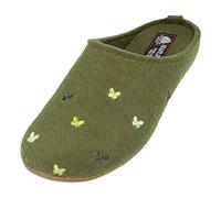 HAFLINGER Everest Farfalline Filzhausschuhe mit Schmetterlingen Moos Gr. 41