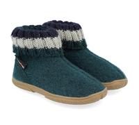 HAFLINGER Fidelius Jona Kinder Hüttenschuhe aus Wollwalkstoff mit Gummisohle und Kragen Grün (Tannengrün 13), Gr. 33