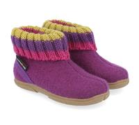 HAFLINGER Fidelius Jona Kinder Hüttenschuhe aus Wollwalkstoff mit Gummisohle und Kragen Lila (Viola 7), Gr. 33