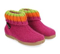 HAFLINGER Fidelius Jona Kinder Hüttenschuhe aus Wollwalkstoff mit Gummisohle und Kragen Rosa (Inka 30), Gr. 35