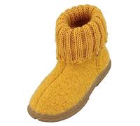 HAFLINGER Fidelius Toni Kinder Hüttenschuhe aus Wollwalkstoff mit Gummisohle und Kragen Gelb (Sonne 25), Gr. 32