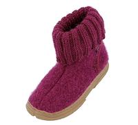 HAFLINGER Fidelius Toni Kinder Hüttenschuhe aus Wollwalkstoff mit Gummisohle und Kragen Pink (Maulbeere 101), Gr. 33