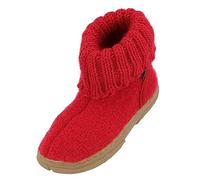 HAFLINGER Fidelius Toni Kinder Hüttenschuhe aus Wollwalkstoff mit Gummisohle und Kragen Rot (Rubin 11), Gr. 32