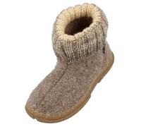 HAFLINGER Fidelius Yuki Kinder Hüttenschuhe aus Wollwalkstoff mit Gummisohle und Kragen Beige (Beige 46), Gr. 30