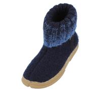 HAFLINGER Fidelius Yuki Kinder Hüttenschuhe aus Wollwalkstoff mit Gummisohle und Kragen Blau (Mittelblau 70), Gr. 31