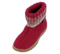 HAFLINGER Fidelius Yuki Kinder Hüttenschuhe aus Wollwalkstoff mit Gummisohle und Kragen Pink (Burgund 60), Gr. 33