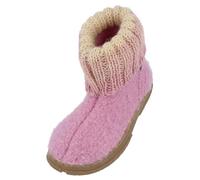 HAFLINGER Fidelius Yuki Kinder Hüttenschuhe aus Wollwalkstoff mit Gummisohle und Kragen Rosa (Puder 61), Gr. 27