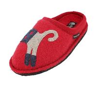 HAFLINGER Flair Cucho Pantoffeln gewalkter Wolle Katze Paprika, Gr. 37