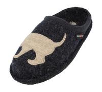 HAFLINGER Flair Dackel Pantoffeln gewalkter Wolle Hund Blau (Kapitän 79), Gr. 37