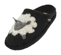 HAFLINGER Flair Lamby Pantoffeln gewalkter Wolle Ziege Schwarz (Schwarz 3), Gr. 42