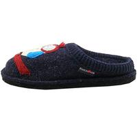 HAFLINGER Flair Olivia Pantoffeln aus gewalkter Wolle Eule Blau (Kapitän 79), Gr. 39