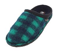 HAFLINGER Flair Plaid Pantoffeln gewalkte Wolle ocean, Gr. 38