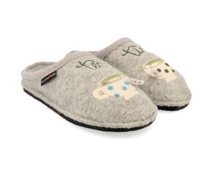 Haflinger - Flair Tea Time - Hüttenschuhe, Gr. 40, beige/grau (StoneGreyMelange)