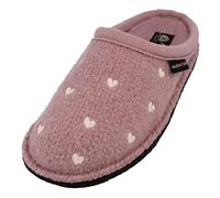 HAFLINGER Flair Valentine Pantoffeln Hausschuhe Walkstoff Herzmotiv Rosenholz, Gr. 37