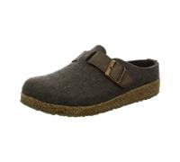 HAFLINGER Grizzly Chicago Filzpantoffeln Gummisohle, Lederriehmen mit Schnalle unisex Braun (Braunmeliert 63), Gr. 45