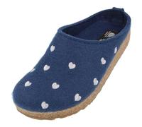 HAFLINGER Grizzly Cuoricini Filzpantoffel Herz Hausschuh Kork Blau (Blaubeere 109), Gr 41